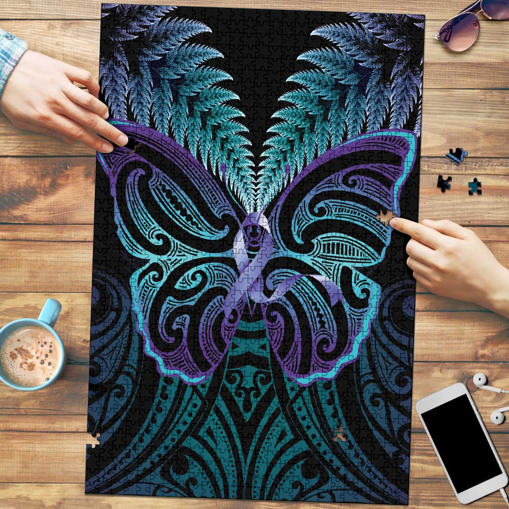 Suicide Prevention New Zealand Puzzle Aotearoa Maori Butterfly Mix Silver Fern - Aussie Hoodie