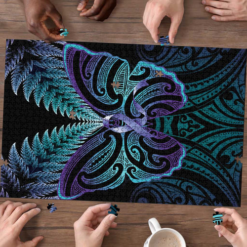 Suicide Prevention New Zealand Puzzle Aotearoa Maori Butterfly Mix Silver Fern - Aussie Hoodie