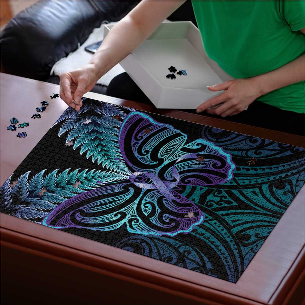 Suicide Prevention New Zealand Puzzle Aotearoa Maori Butterfly Mix Silver Fern - Aussie Hoodie