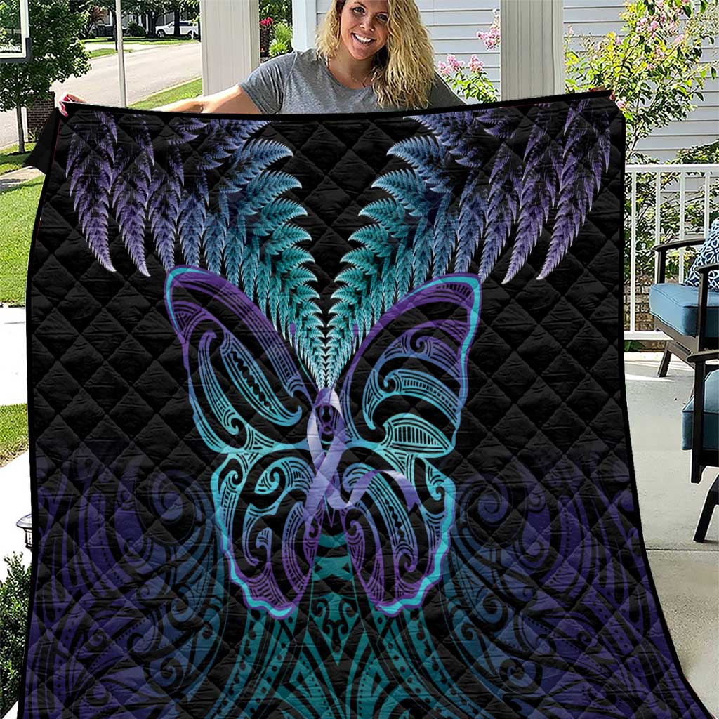 Suicide Prevention New Zealand Quilt Aotearoa Maori Butterfly Mix Silver Fern - Aussie Hoodie