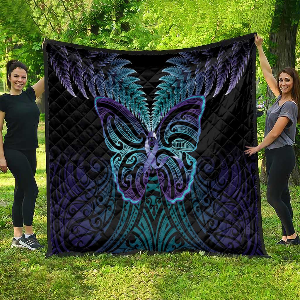 Suicide Prevention New Zealand Quilt Aotearoa Maori Butterfly Mix Silver Fern - Aussie Hoodie