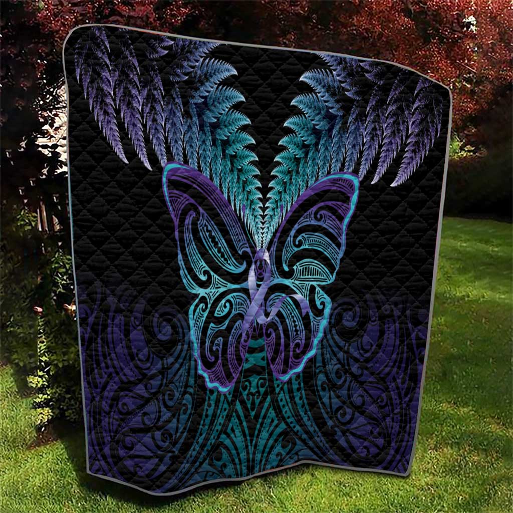 Suicide Prevention New Zealand Quilt Aotearoa Maori Butterfly Mix Silver Fern - Aussie Hoodie