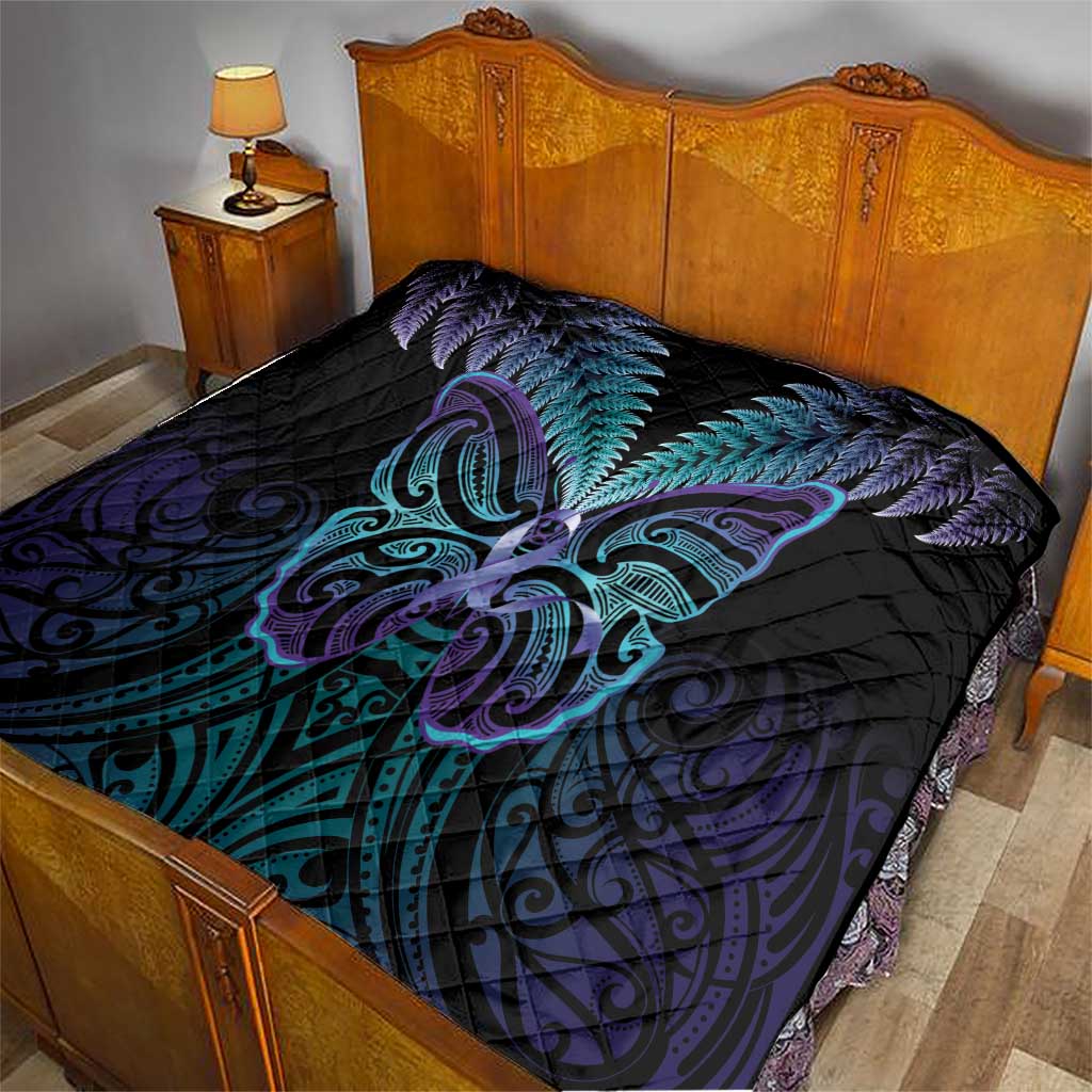 Suicide Prevention New Zealand Quilt Aotearoa Maori Butterfly Mix Silver Fern - Aussie Hoodie