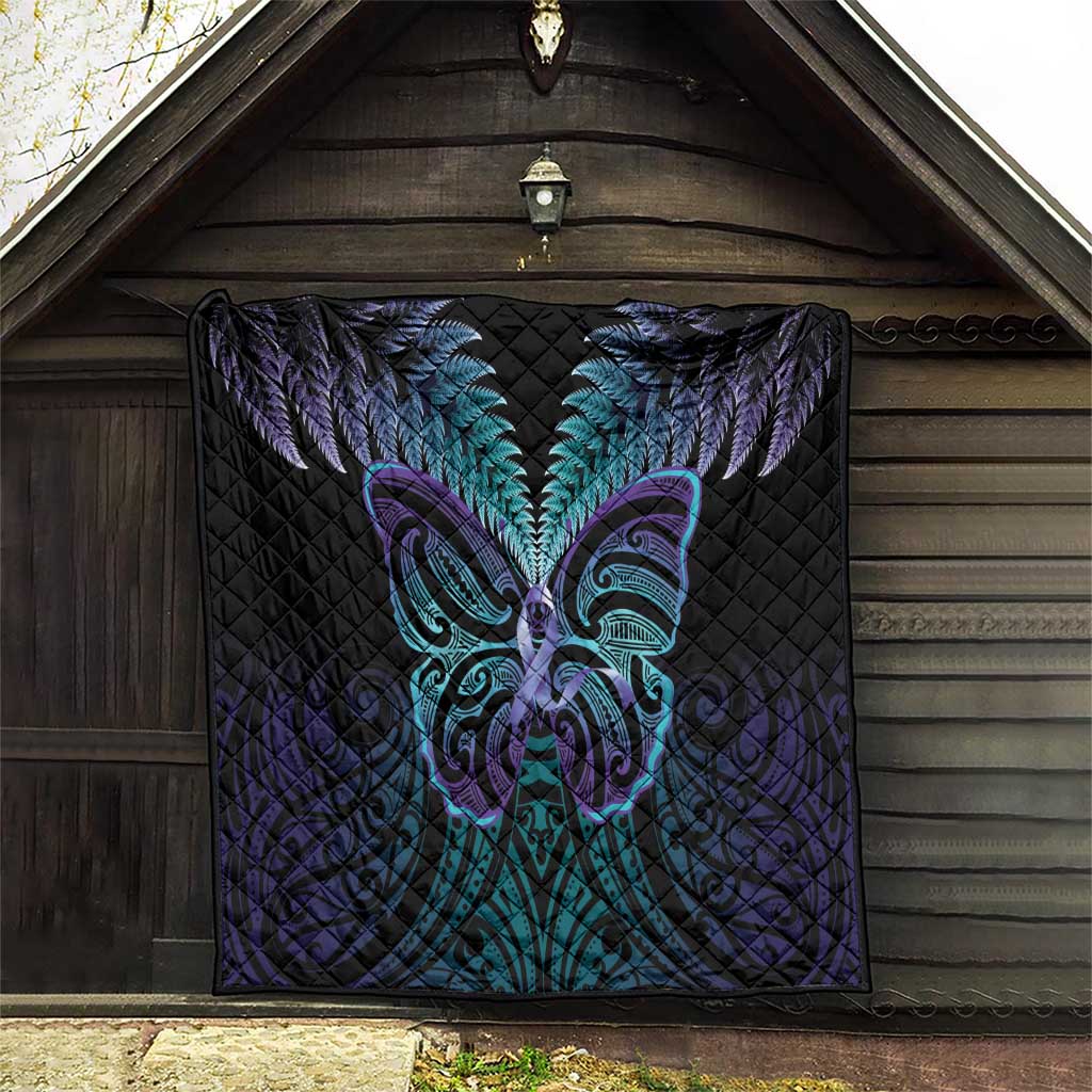 Suicide Prevention New Zealand Quilt Aotearoa Maori Butterfly Mix Silver Fern - Aussie Hoodie