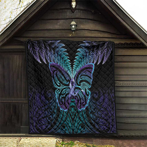 Suicide Prevention New Zealand Quilt Aotearoa Maori Butterfly Mix Silver Fern - Aussie Hoodie