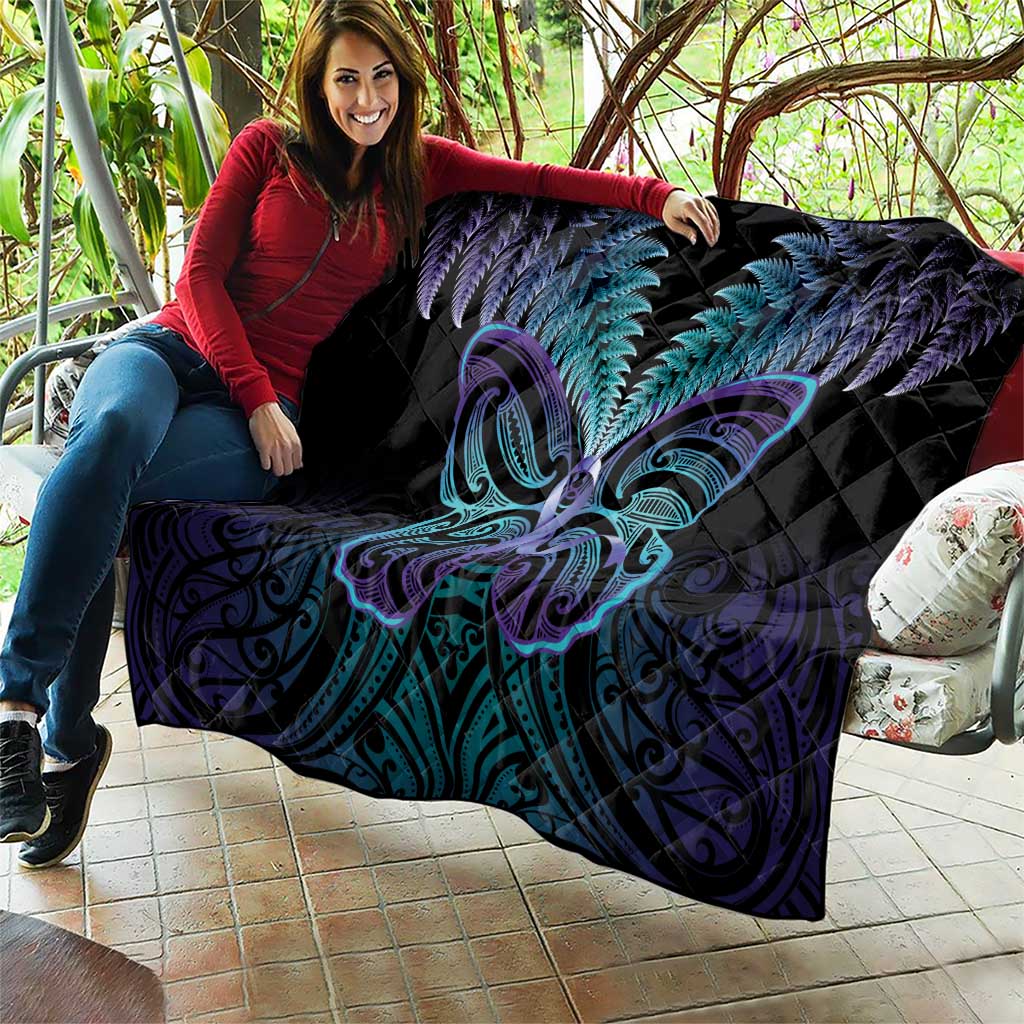 Suicide Prevention New Zealand Quilt Aotearoa Maori Butterfly Mix Silver Fern - Aussie Hoodie