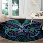 Suicide Prevention New Zealand Round Carpet Aotearoa Maori Butterfly Mix Silver Fern - Aussie Hoodie