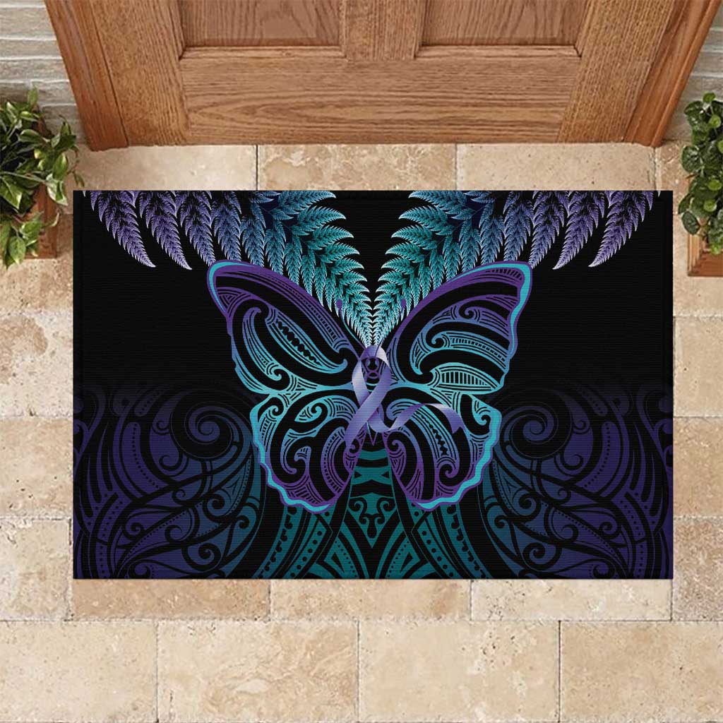 Suicide Prevention New Zealand Rubber Doormat Aotearoa Maori Butterfly Mix Silver Fern - Aussie Hoodie