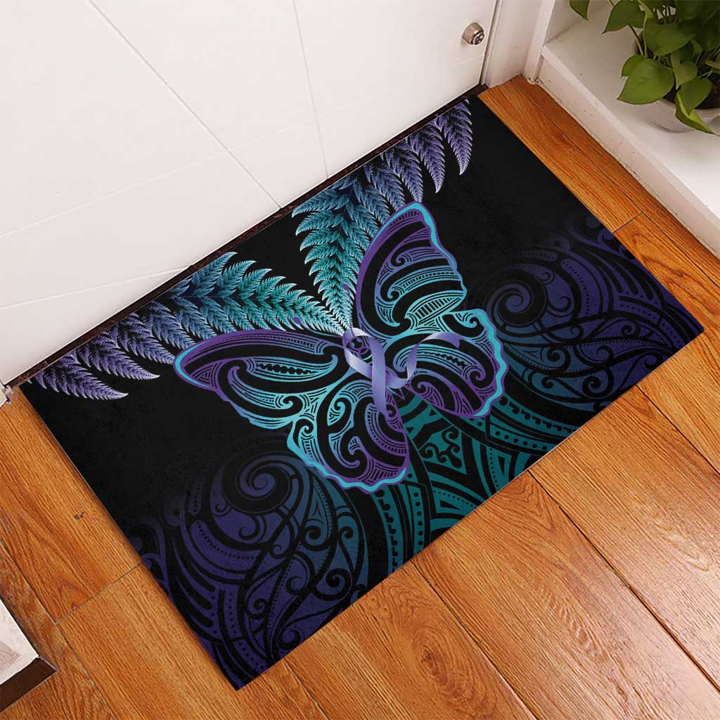 Suicide Prevention New Zealand Rubber Doormat Aotearoa Maori Butterfly Mix Silver Fern - Aussie Hoodie