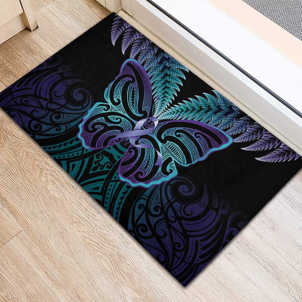 Suicide Prevention New Zealand Rubber Doormat Aotearoa Maori Butterfly Mix Silver Fern - Aussie Hoodie