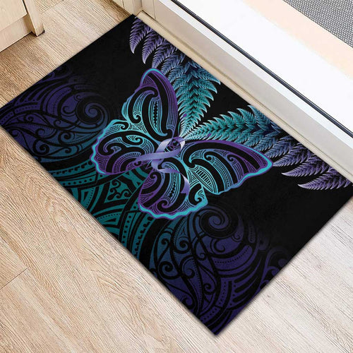 Suicide Prevention New Zealand Rubber Doormat Aotearoa Maori Butterfly Mix Silver Fern - Aussie Hoodie