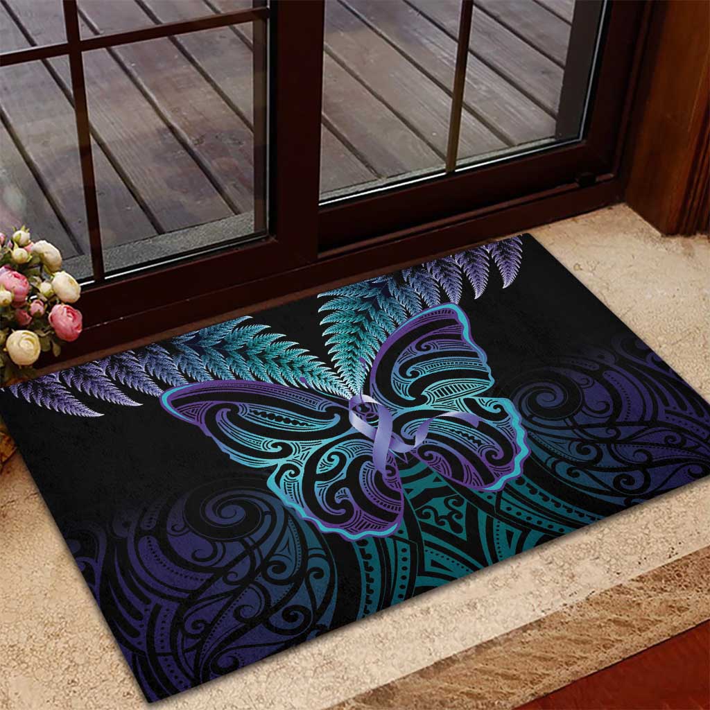 Suicide Prevention New Zealand Rubber Doormat Aotearoa Maori Butterfly Mix Silver Fern - Aussie Hoodie