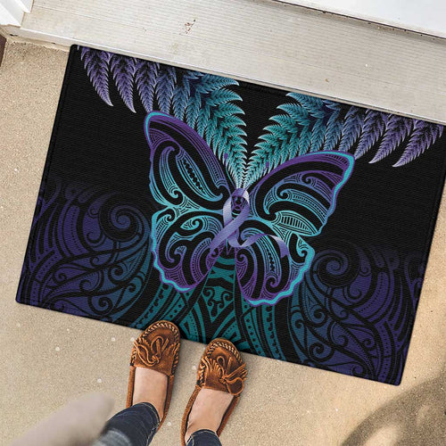 Suicide Prevention New Zealand Rubber Doormat Aotearoa Maori Butterfly Mix Silver Fern - Aussie Hoodie