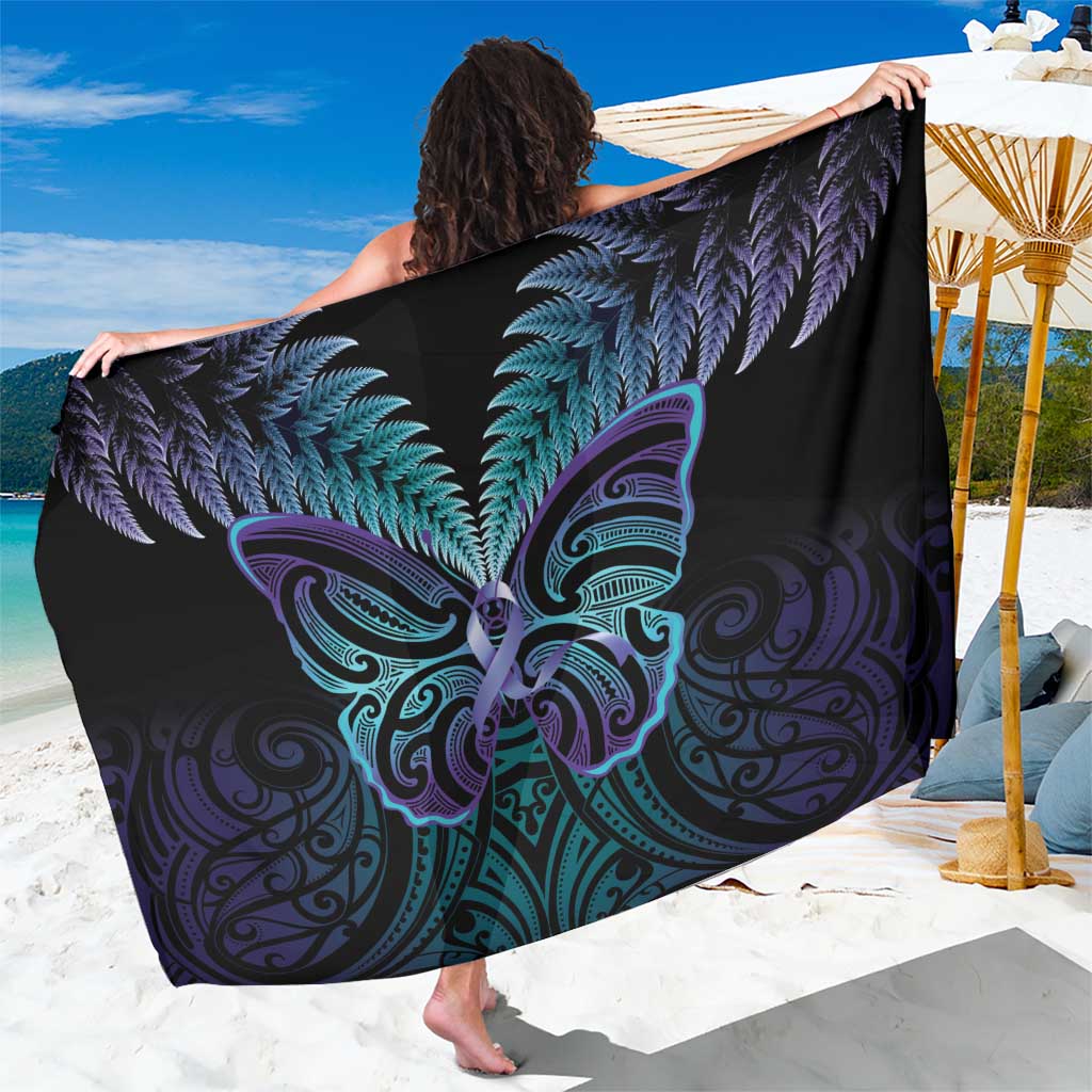 Suicide Prevention New Zealand Sarong Aotearoa Maori Butterfly Mix Silver Fern - Aussie Hoodie