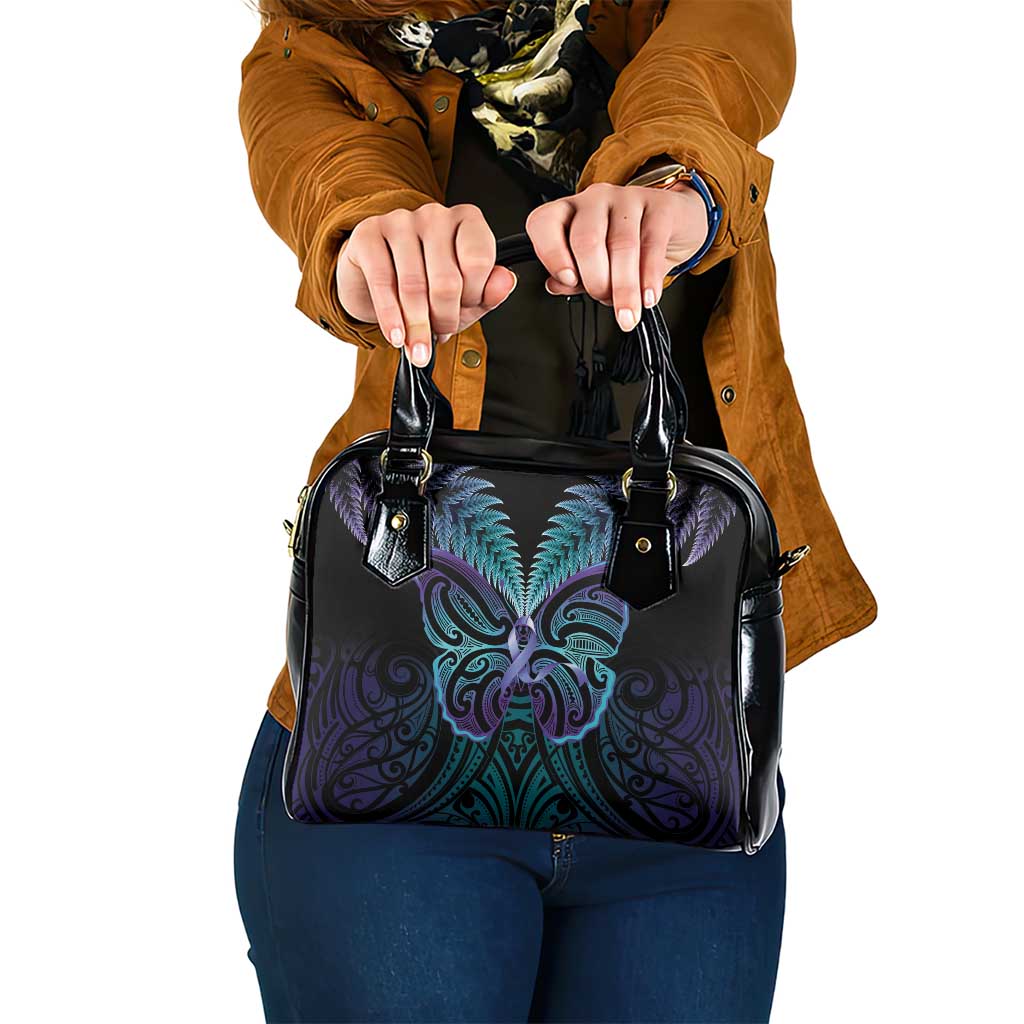 Suicide Prevention New Zealand Shoulder Handbag Aotearoa Maori Butterfly Mix Silver Fern - Aussie Hoodie