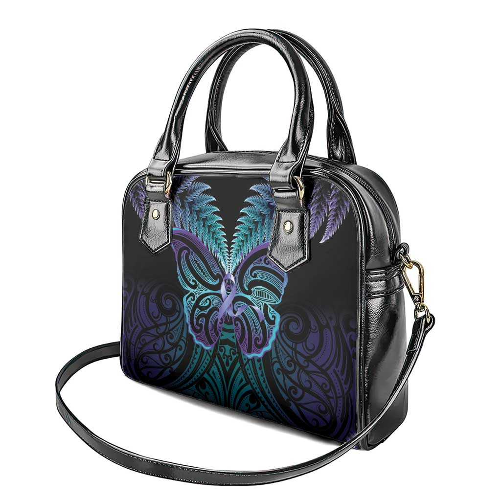 Suicide Prevention New Zealand Shoulder Handbag Aotearoa Maori Butterfly Mix Silver Fern - Aussie Hoodie
