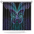 Suicide Prevention New Zealand Shower Curtain Aotearoa Maori Butterfly Mix Silver Fern - Aussie Hoodie