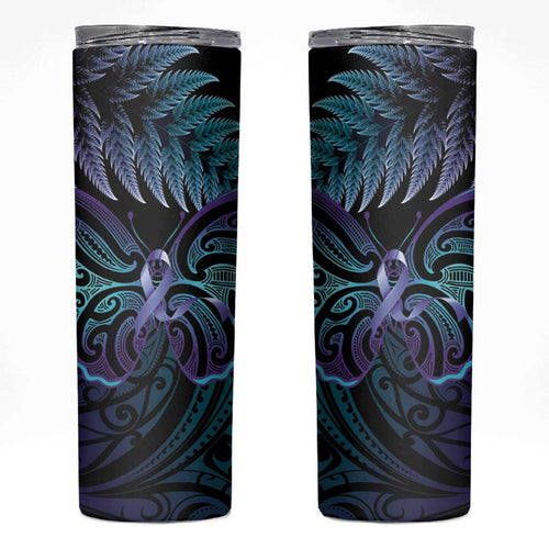 Suicide Prevention New Zealand Skinny Tumbler Aotearoa Maori Butterfly Mix Silver Fern - Aussie Hoodie