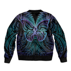 Suicide Prevention New Zealand Sleeve Zip Bomber Jacket Aotearoa Maori Butterfly Mix Silver Fern - Aussie Hoodie
