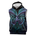Suicide Prevention New Zealand Sleeveless Hoodie Aotearoa Maori Butterfly Mix Silver Fern - Aussie Hoodie