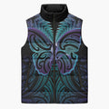 Suicide Prevention New Zealand Sleeveless Puffer Jacket Aotearoa Maori Butterfly Mix Silver Fern - Aussie Hoodie