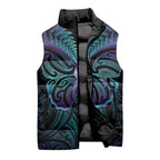Suicide Prevention New Zealand Sleeveless Puffer Jacket Aotearoa Maori Butterfly Mix Silver Fern - Aussie Hoodie