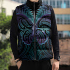 Suicide Prevention New Zealand Sleeveless Puffer Jacket Aotearoa Maori Butterfly Mix Silver Fern - Aussie Hoodie