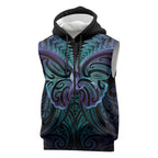 Suicide Prevention New Zealand Sleeveless Zip Hoodie Aotearoa Maori Butterfly Mix Silver Fern LT14