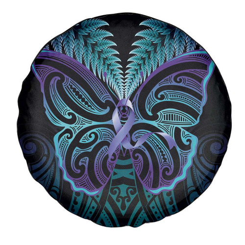 Suicide Prevention New Zealand Spare Tire Cover Aotearoa Maori Butterfly Mix Silver Fern - Aussie Hoodie