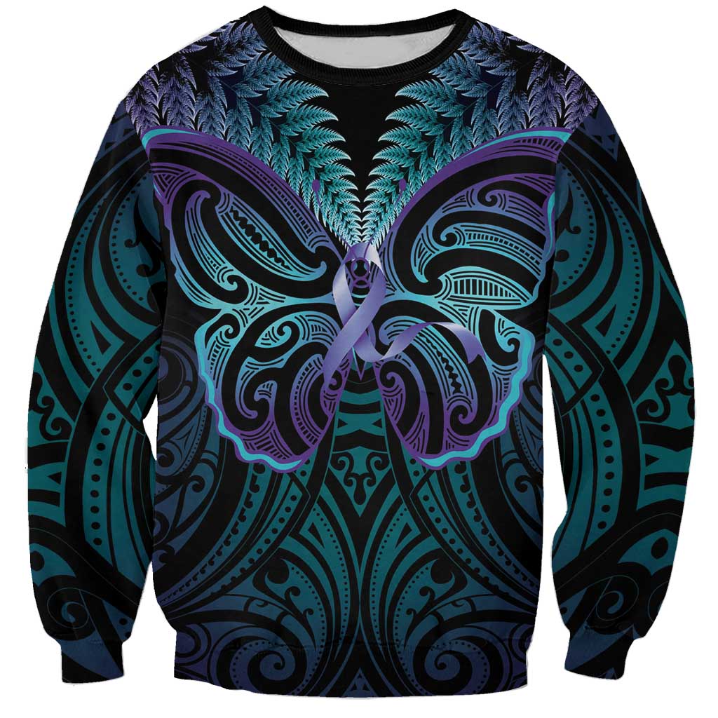 Suicide Prevention New Zealand Sweatshirt Aotearoa Maori Butterfly Mix Silver Fern - Aussie Hoodie