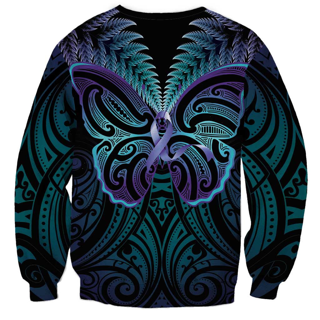 Suicide Prevention New Zealand Sweatshirt Aotearoa Maori Butterfly Mix Silver Fern - Aussie Hoodie