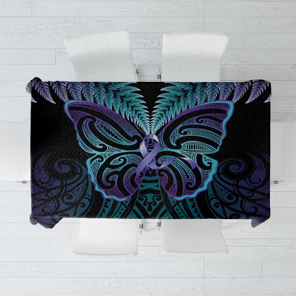 Suicide Prevention New Zealand Tablecloth Aotearoa Maori Butterfly Mix Silver Fern - Aussie Hoodie