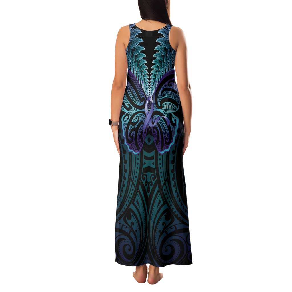 Suicide Prevention New Zealand Tank Maxi Dress Aotearoa Maori Butterfly Mix Silver Fern - Aussie Hoodie