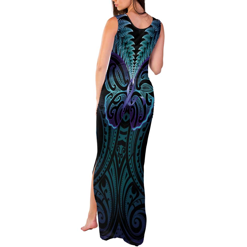 Suicide Prevention New Zealand Tank Maxi Dress Aotearoa Maori Butterfly Mix Silver Fern - Aussie Hoodie