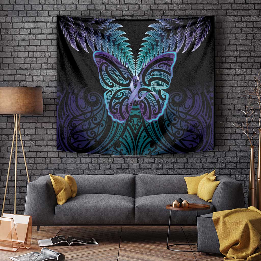 Suicide Prevention New Zealand Tapestry Aotearoa Maori Butterfly Mix Silver Fern - Aussie Hoodie