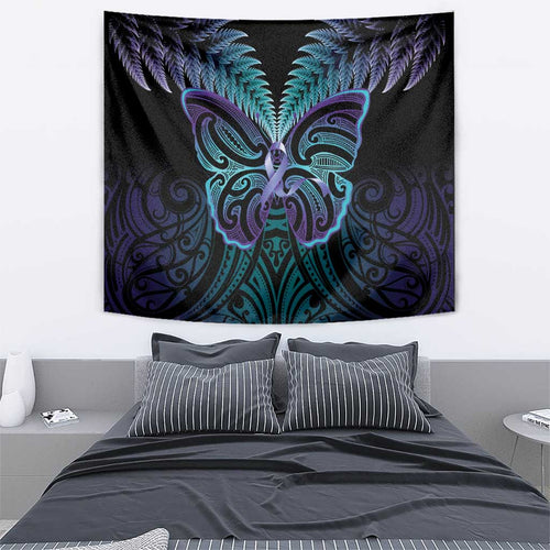 Suicide Prevention New Zealand Tapestry Aotearoa Maori Butterfly Mix Silver Fern - Aussie Hoodie