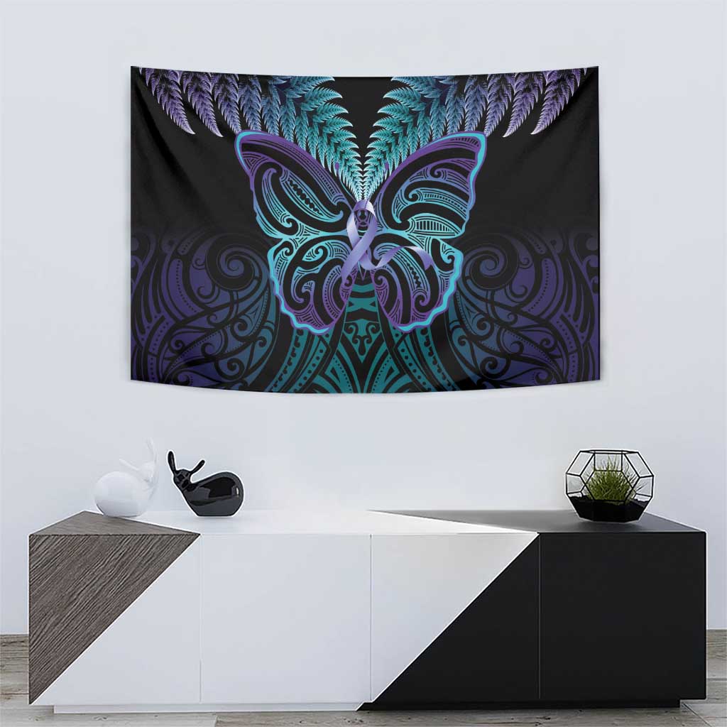 Suicide Prevention New Zealand Tapestry Aotearoa Maori Butterfly Mix Silver Fern - Aussie Hoodie