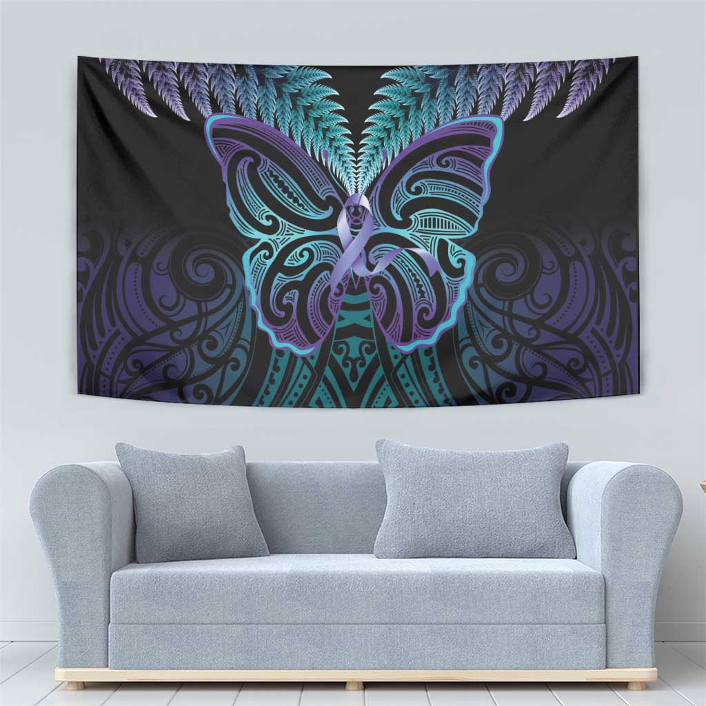 Suicide Prevention New Zealand Tapestry Aotearoa Maori Butterfly Mix Silver Fern - Aussie Hoodie