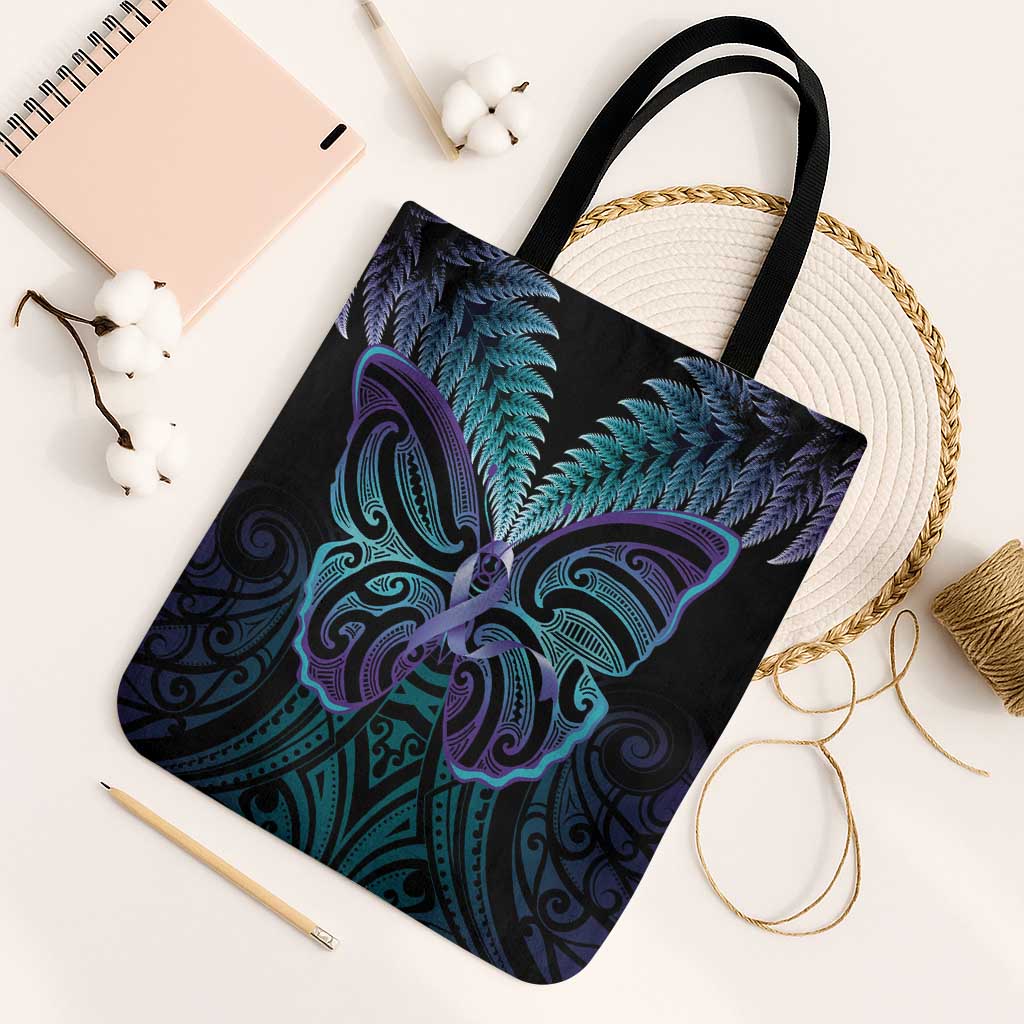 Suicide Prevention New Zealand Tote Bag Aotearoa Maori Butterfly Mix Silver Fern - Aussie Hoodie