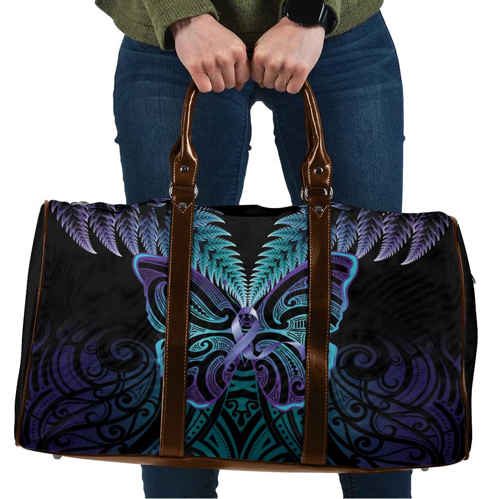 Suicide Prevention New Zealand Travel Bag Aotearoa Maori Butterfly Mix Silver Fern - Aussie Hoodie