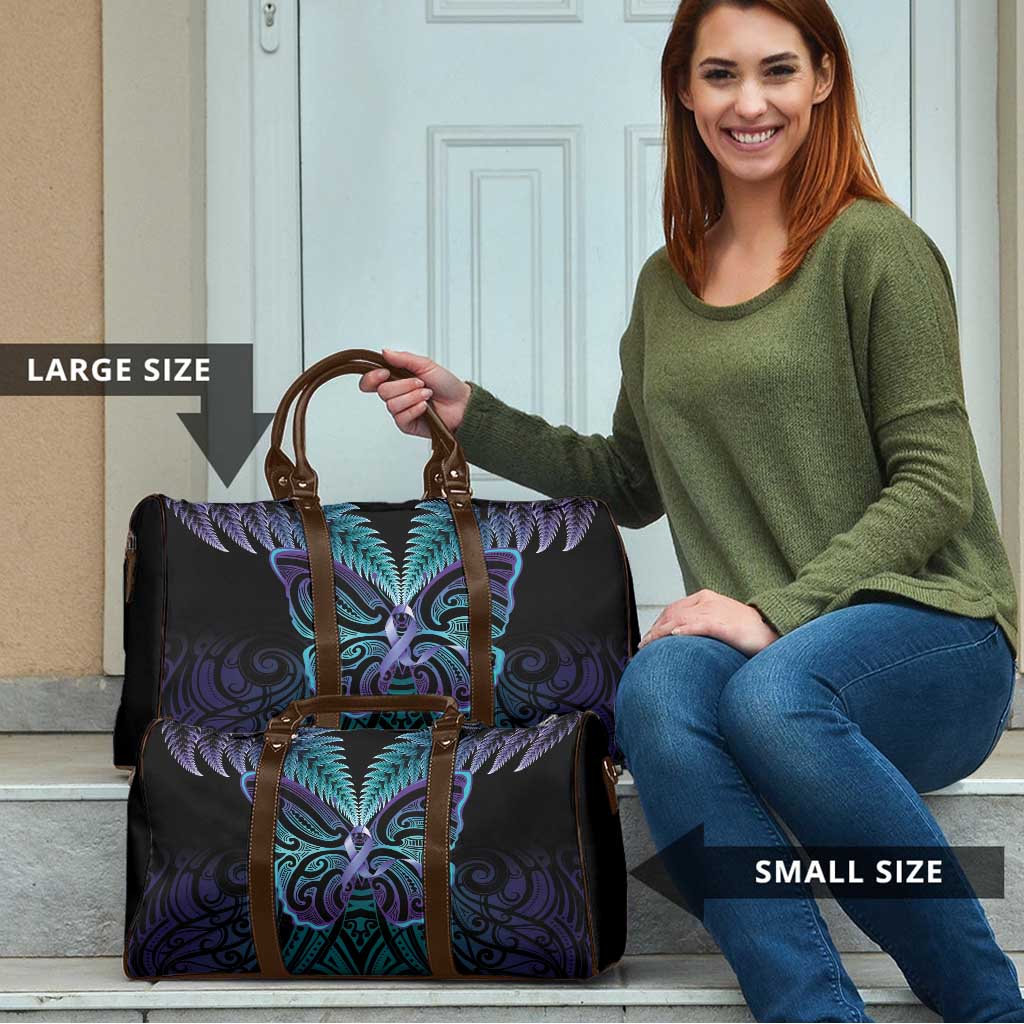 Suicide Prevention New Zealand Travel Bag Aotearoa Maori Butterfly Mix Silver Fern - Aussie Hoodie