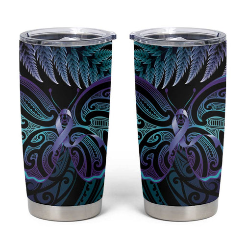 Suicide Prevention New Zealand Tumbler Cup Aotearoa Maori Butterfly Mix Silver Fern - Aussie Hoodie