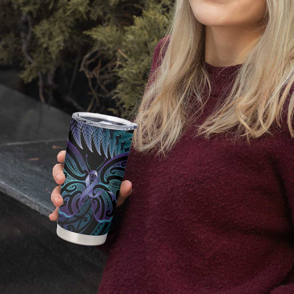 Suicide Prevention New Zealand Tumbler Cup Aotearoa Maori Butterfly Mix Silver Fern - Aussie Hoodie
