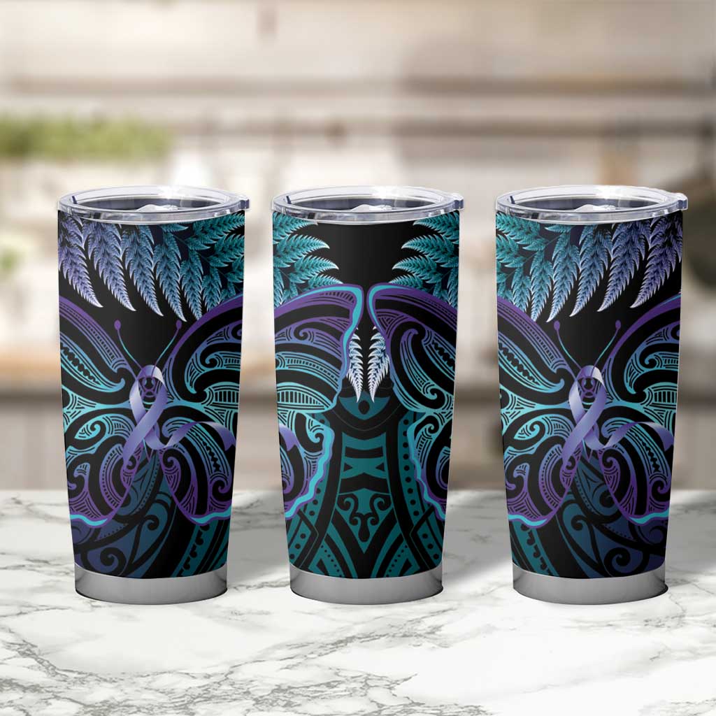 Suicide Prevention New Zealand Tumbler Cup Aotearoa Maori Butterfly Mix Silver Fern - Aussie Hoodie