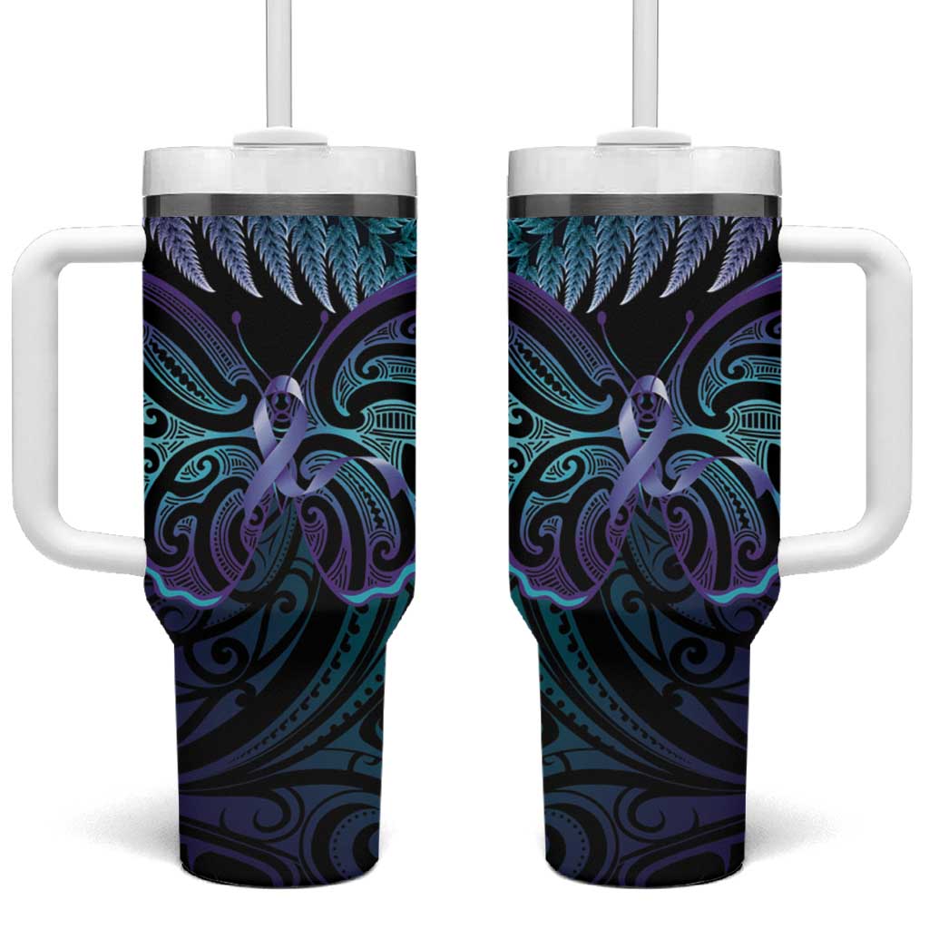 Suicide Prevention New Zealand Tumbler With Handle Aotearoa Maori Butterfly Mix Silver Fern - Aussie Hoodie