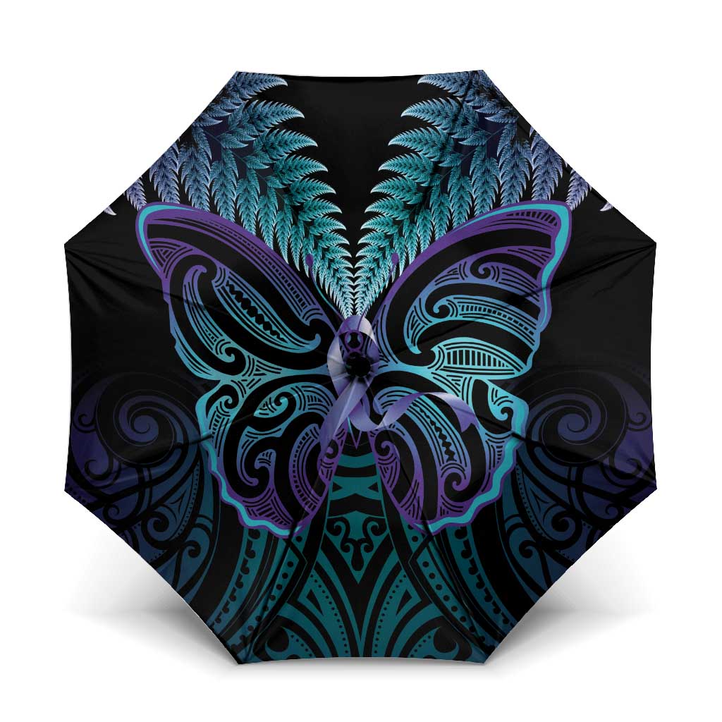 Suicide Prevention New Zealand Umbrella Aotearoa Maori Butterfly Mix Silver Fern - Aussie Hoodie