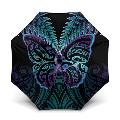 Suicide Prevention New Zealand Umbrella Aotearoa Maori Butterfly Mix Silver Fern - Aussie Hoodie