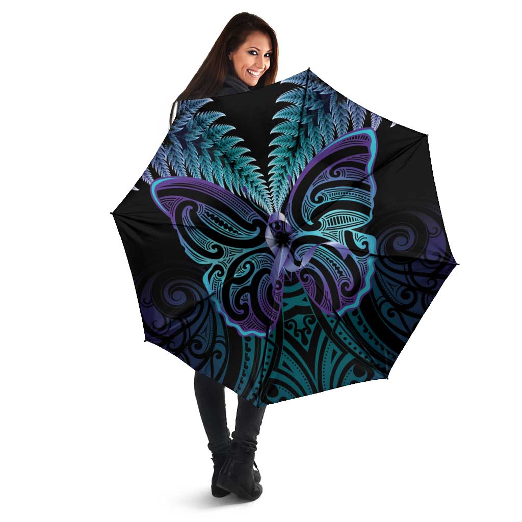 Suicide Prevention New Zealand Umbrella Aotearoa Maori Butterfly Mix Silver Fern - Aussie Hoodie