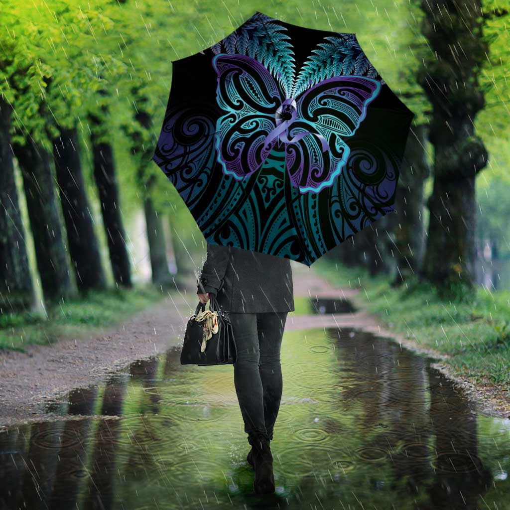 Suicide Prevention New Zealand Umbrella Aotearoa Maori Butterfly Mix Silver Fern - Aussie Hoodie