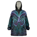 Suicide Prevention New Zealand Wearable Blanket Hoodie Aotearoa Maori Butterfly Mix Silver Fern - Aussie Hoodie